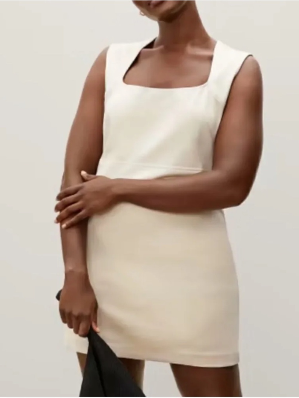 Everlane The 90’s Mini Dress Cap Sleeve Square Neck Canvas Beige Size Large